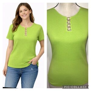 Lime green short sleeve knit top
